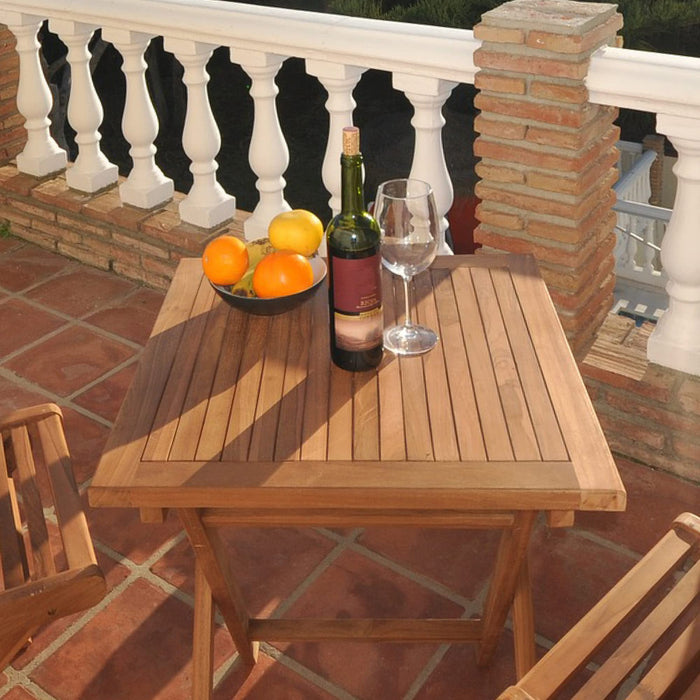 COM-FOUR® 3-czesciowy zestaw bistro - stól bistro z 2 krzeslami - nowoczesne meble balkonowe - skladany zestaw mebli z drewna, idealny na taras i do ogrodu (brazowy - kanciasty)