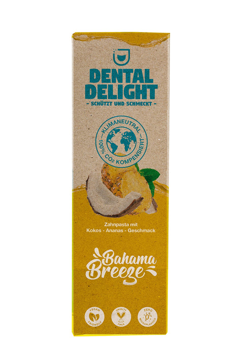 DENTAL DELIGHT Bahama Breeze | owocowa pasta do zębów o smaku ananasowym | neutralna dla środowiska, bez mikroplastiku
