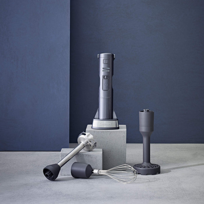 Cuisinart Blender ręczny 3 w 1 z nasadką do rozdrabniania, blender i nasadką do ubijania ze stali nierdzewnej, bezprzewodowy, niebieski, CSB300BE