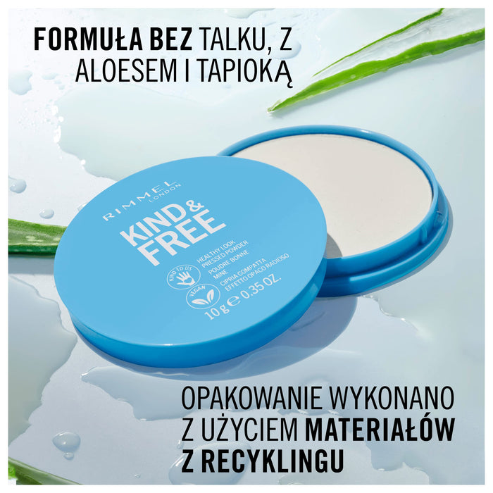 Rimmel KIND&FREE - wegański puder prasowany nr 10 Transparentny, 10g