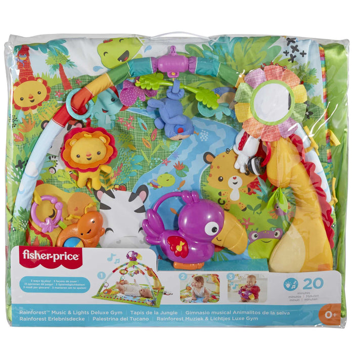 Fisher-Price, Mata Gimnastyczna Z Muzyką I Światełkami – Z Atrakcyjnymi Zabawkami I Motywami Lasu Tropikalnego GXC35