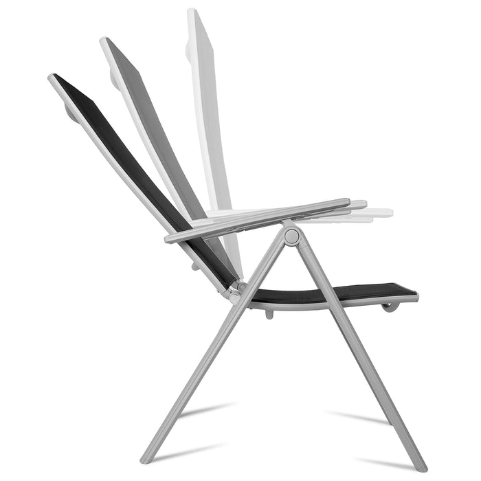 Vanage Krzesło aluminiowe – składane krzesło zestaw 2 szt. z wysokim oparciem – meble ogrodowe odpowiednie na taras i balkon