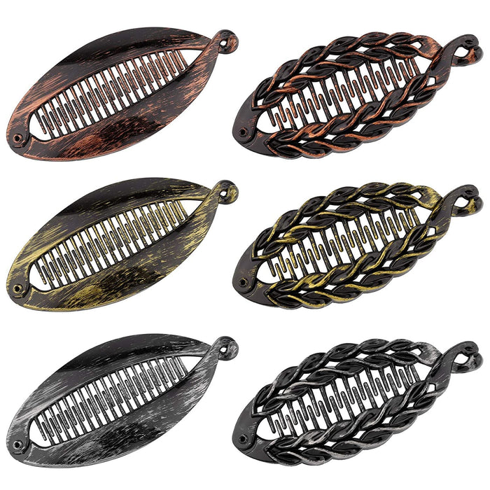 LUTER 6 sztuk 14 cm banan spinki do włosów w kształcie ryby, spinki do włosów, klipsy do włosów dla kobiet (2 style, 3 kolory)