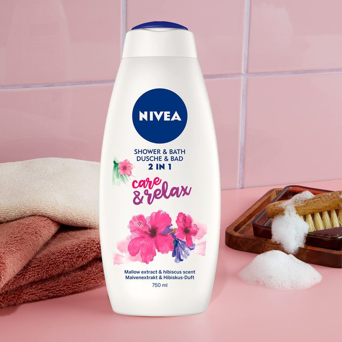 NIVEA Płyn do kąpieli i żel pod prysznic 2w1 Care&Relax 750ml