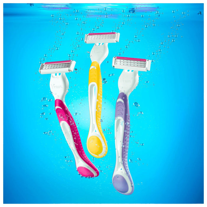 Gillette Venus 3 Maszynki Jednorazowedo Golenia dla Kobiet (6 Sztuk), Kolorowe Maszynki z 3 Ostrzami i Paskiem Nawilżającym