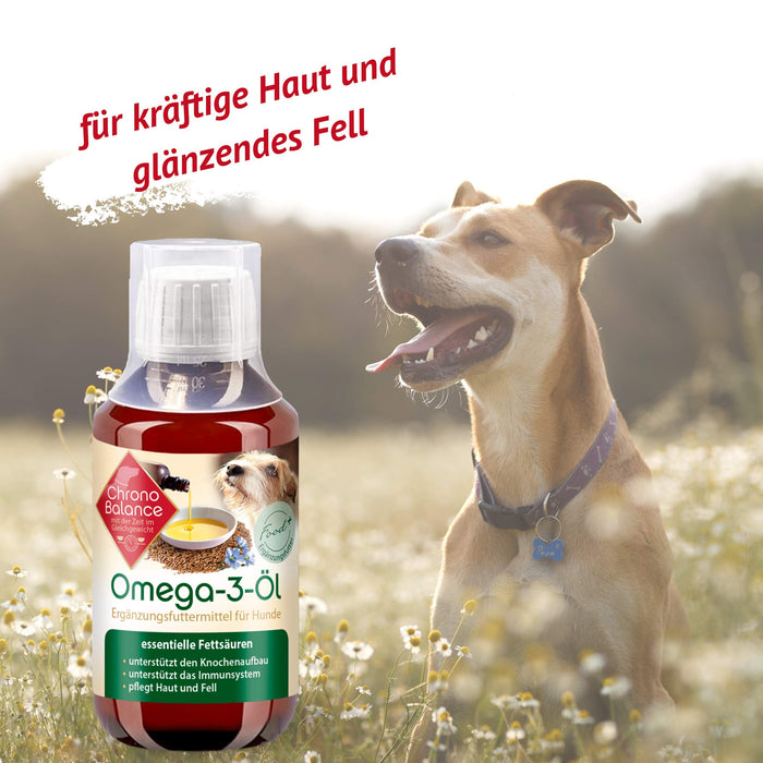 ChronoBalance® Olejek Omega-3 dla psów – naturalny suplement diety – pielęgnuje skórę i futro – wspiera system odpornościowy