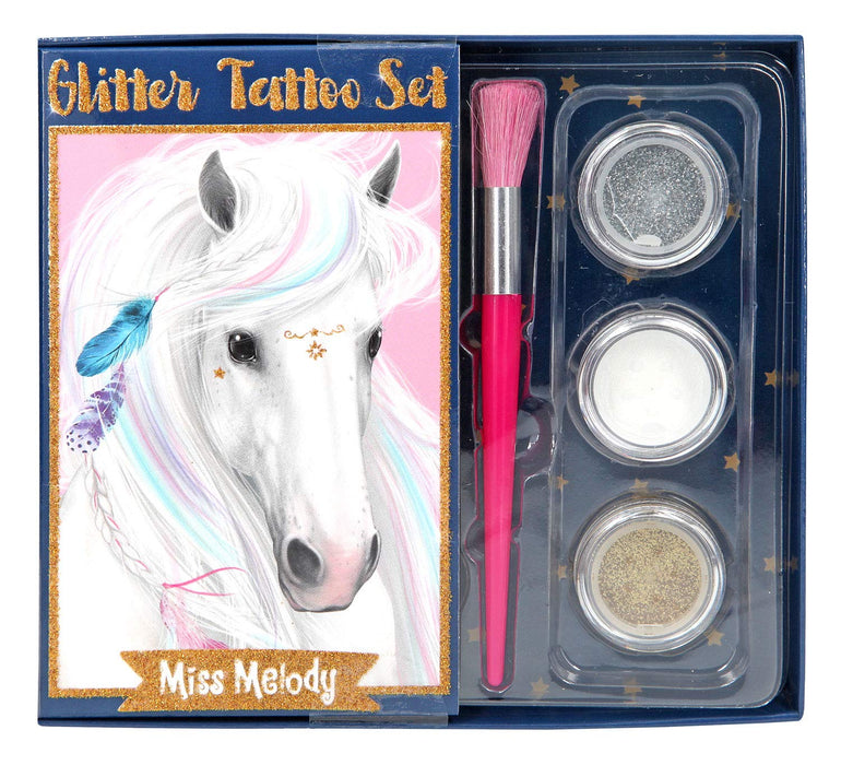 Depesche 10010 zestaw brokatowych tatuaży Miss Melody, kolorowy