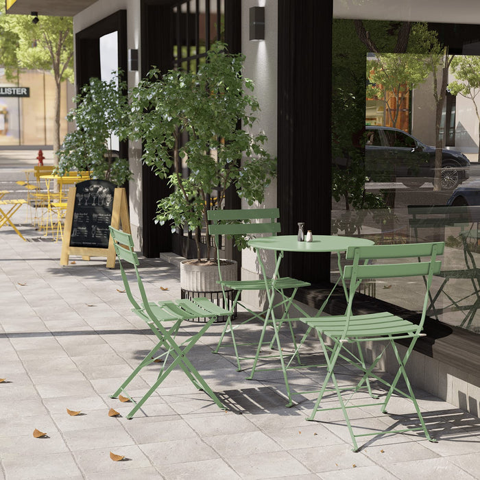 Grand patio Zestaw bistro 3-częściowy, zestaw mebli ogrodowych, 2 krzesła i 1 stół, stal premium, łatwe do złożenia, krzesła stołowe na balkon, podwórko, do ogrodu (zielony)