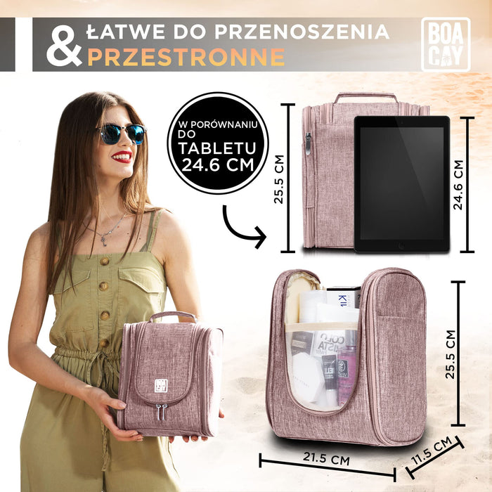 Wisząca Kosmetyczka Podróżna dla Kobiet i Mężczyzn, Dziewcząt i Dzieci, Torba na Kosmetyki i Wodoodporny Organizer Łazienkowy z Elastycznymi Paskami na Przybory Toaletowe, Kosmetyki, Makijaż