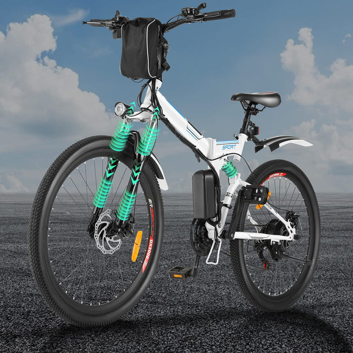 fiugsed Elektryczny rower górski, 26 cali, E-Bike, 36 V 250 W, zestaw z silnikiem mocowanym z tyłu, przerzutka 21 biegów w piaście