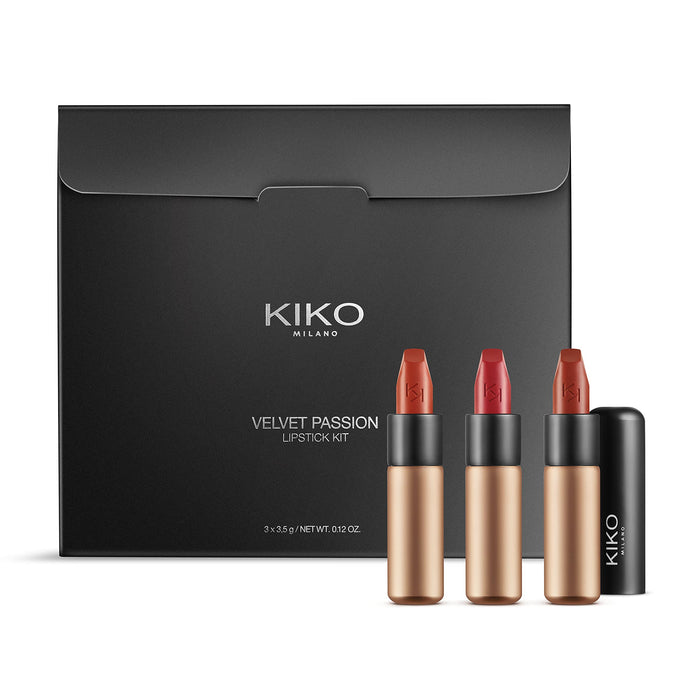 KIKO Milano Velvet Passion Matte Lipstick Kit | Zestaw Do Makijażu Ust Składający Się Z 3 Pomadek Matowych
