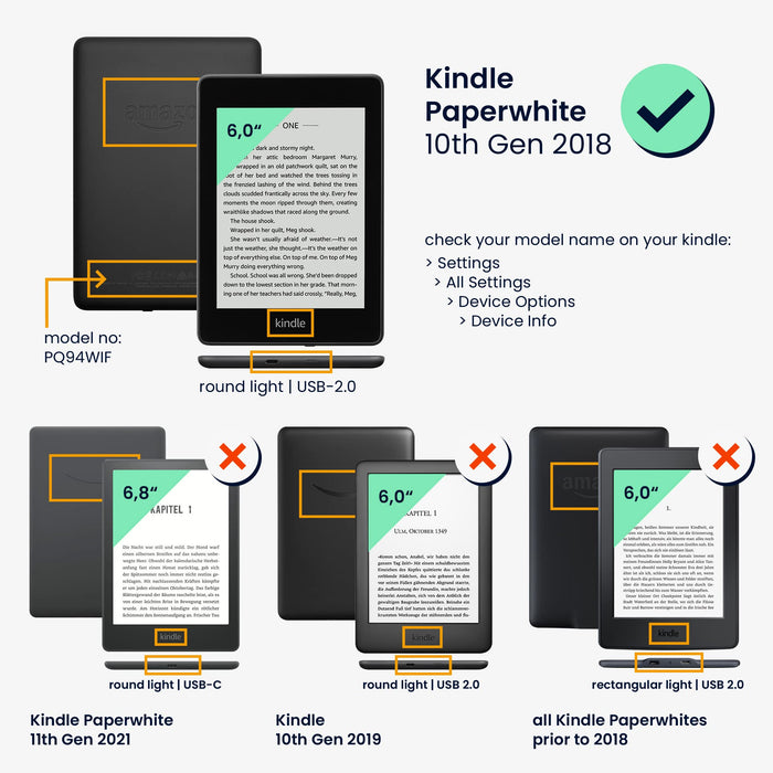 kwmobile Etui kompatybilne z Amazon Kindle Paperwhite (10. Gen - 2018) - sztuczna skóra pokrowiec ochronny eReader - światło polarne jeleń turkusowy niebieski czarny