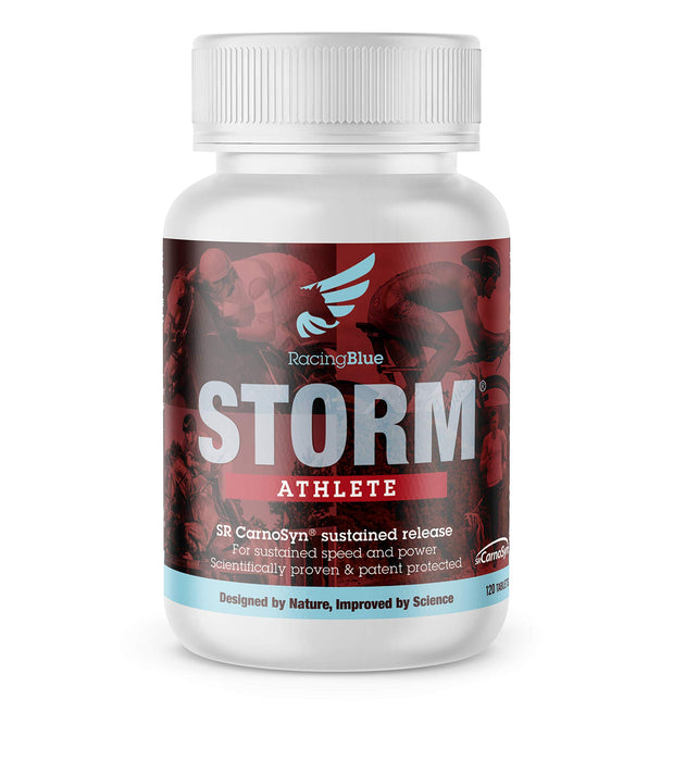 Racing Blue STORM® Athlete Suplement na mięśnie Mężczyźni i kobiety Trening sportowy Wydajność i wzrost mięśni Naukowo udowodniona beta-alanina Dziewięć tabletek