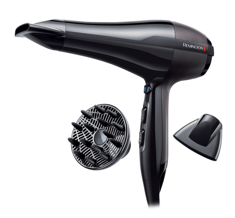 Remington suszarka do włosów z jonizacją, 3 ust. nagrzewania 2 ust. nawiewu, koncentrator i dyfuzor, zimny nawiew, uchwyt do zawieszenia, silnik AC, moc 2300W, czarna, Pro-Air AC5999