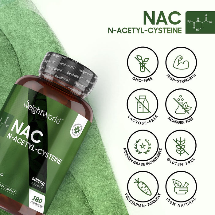 WeightWorld N-Acetyl- Cysteine (NAC) 600mg 180 Capsules