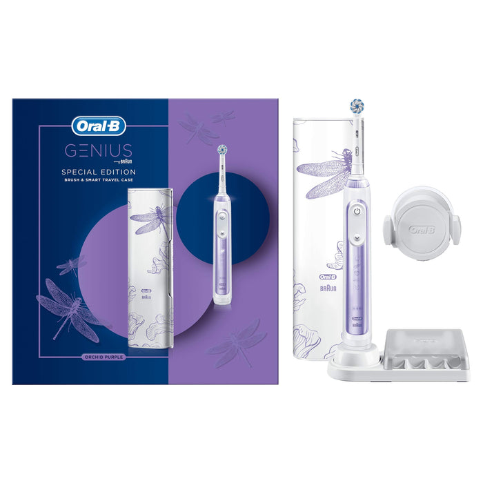 Oral-B Genius Special Edition Szczoteczka Elektryczna, Specjalna Edycja, Rączka Szczoteczki Wykorzystująca Sztuczną Inteligencję, z Etui Podróżnym, Fioletowa