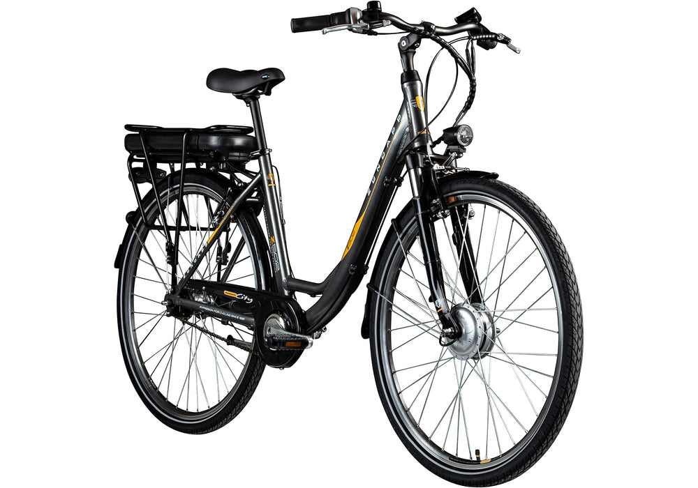 ZÜNDAPP Z502 damski rower elektryczny z hamulcem nożnym, 155 – 185 cm, z 7-biegową przerzutką w piaście, 28 cali, ze światłem rowerowym, pedelec miejski