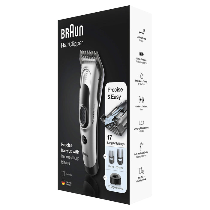 Braun HC 5090 Maszynka do Strzyżenia Włosów, Srebrny/Czarny