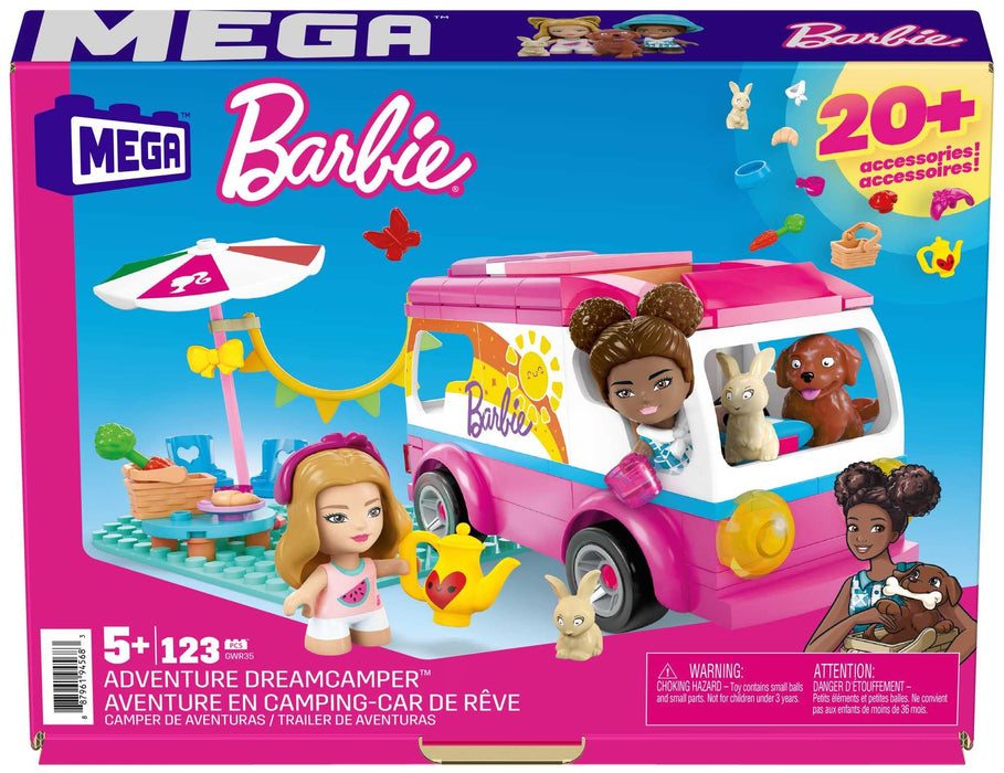 Mega Construx GWR35 - Barbie Przygoda Camper marzeń, zestaw do budowania z 123 klocków, wiek 5+