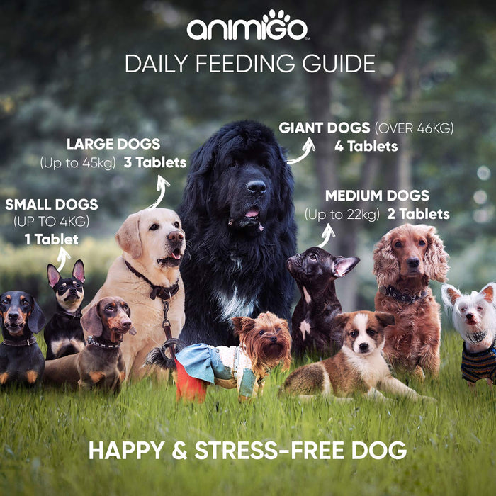 Tabletki uspokajające dla psów - 120 tabletek - naturalna ulga dla psów, suplement na stres dla małych, średnich i dużych psów + suplement uspokajający dla szczeniąt, kwiat passiflory, rumianek, magnez i witamina B