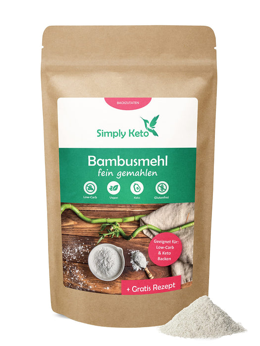 Simply Keto Mąka Bambusowa z Włókna Bambusowego Low Carb - 300g drobno zmielona - Low Carb Mąka Alternatywa dla Wypieków - Idealna do Diety Low Carb i Ketogenicznej - Bezglutenowa i Wegańska