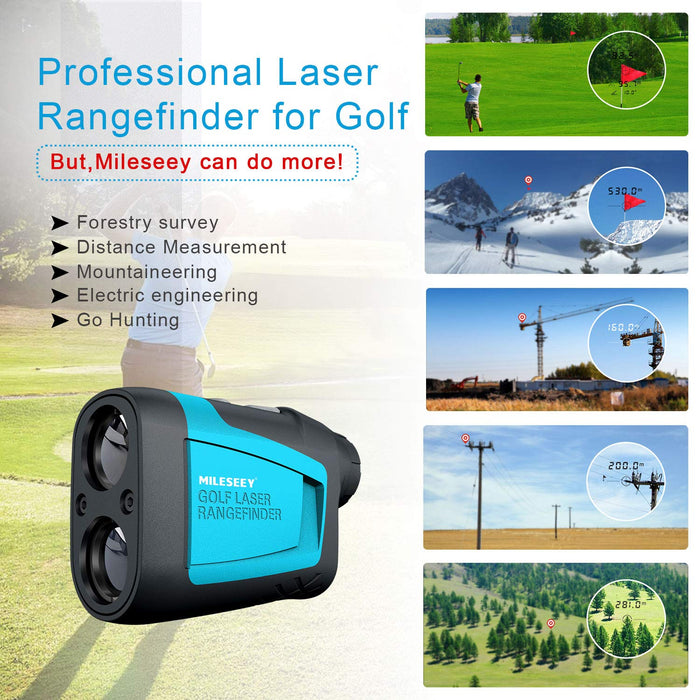 Mileseey Profesjonalny laserowy dalmierz golfowy 600 jardów z kompensacją nachylenia, wysoka precyzja ± 0,55 jarda, szybkie zapięcie masztu, powiększenie 6x, pomiar odległości/kąta / prędkości do golfa, polowania