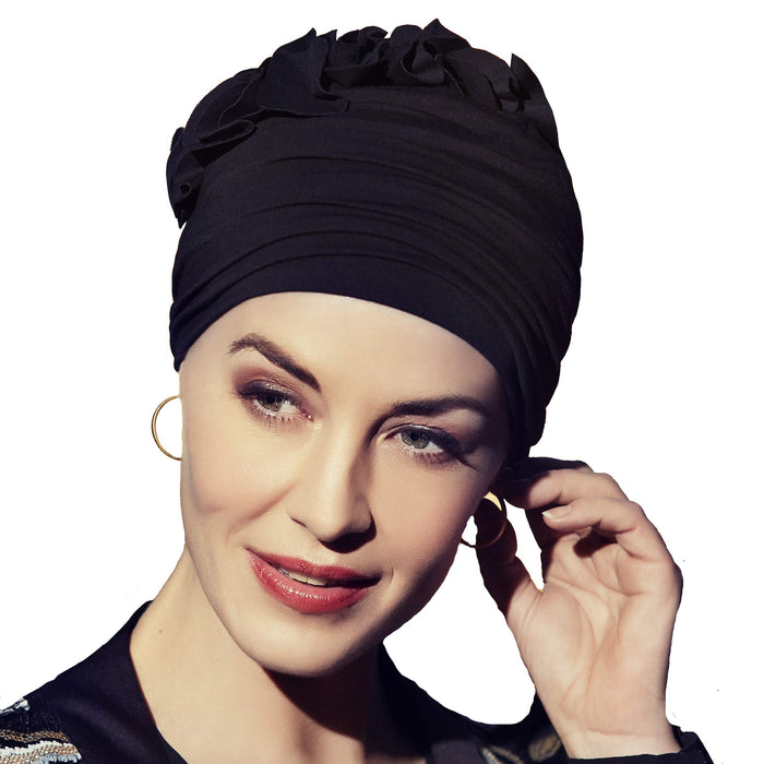 Christine Headwear Wyrafinowany i żywy turban Nadi z małymi dekoracjami kwiatowymi