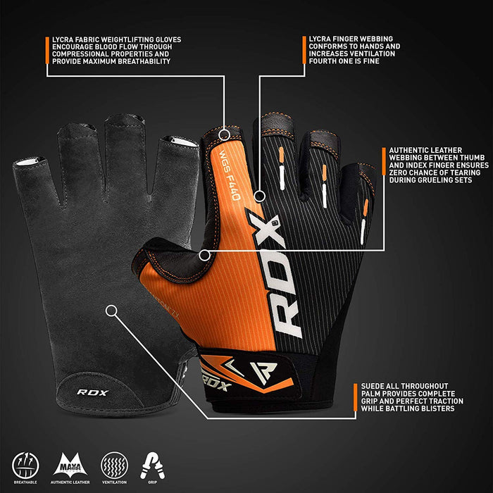 RDX Rękawice do treningu siłowego zawody na nadgarstku trening fitness siłownia podnoszenie ciężarów oddychająca siłownia Gym Gloves rower górski wyścigi na kierownicy