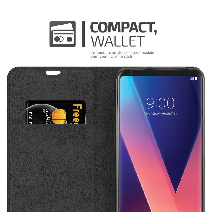 Cadorabo Etui na książkę współpracuje z LG V30 w kolorze brązowym kawowym - z magnetycznym zamknięciem, funkcją stojaka i przegródką na karty - portfel etui pokrowiec pokrowiec ze skóry PU z klapką