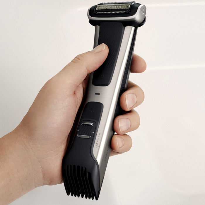 Philips Golarka do ciała z serii 7000 do stosowania pod prysznicem, Przyjazna skórze golarka, Dwustronna konstrukcja, Golarka 4-D dopasowująca się do ciała, Wbudowany trymer (3-11 mm), BG7025/15