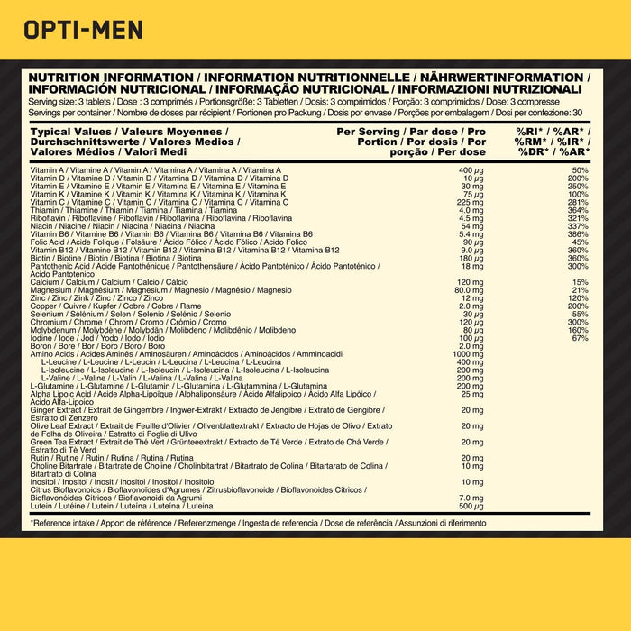 Optimum Nutrition ON Optimen Multiwitamina kapsułki, witaminy i minerały, tabletki dla mężczyzn z cynkiem, magnezem i aminokwasami, kompleks o wysokiej dawce, 30 porcji, 90 kapsułek