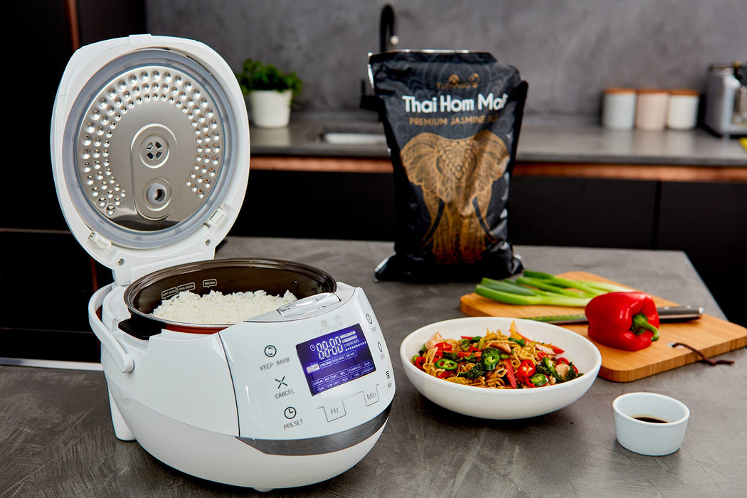 Yum Asia Sakura Rice Cooker z ceramiczną misą i Advanced Fuzzy Logic / 6 funkcji Rice Cook, 6 funkcji Multicook, wyświetlacz LED Motouch (8 filiżanek, 1,5 l) 220-240V EU Power