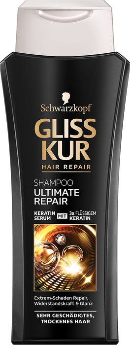 Schwarzkopf Gliss Kur szampon odżywczy, Ultimate Repair, 3 sztuki w opakowaniu (3 x 250 ml)