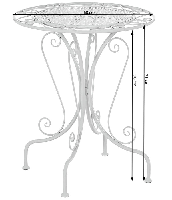 Dehner Stolik pomocniczy Luca, Ø 60 cm, wysokość 70 cm, metal, biały
