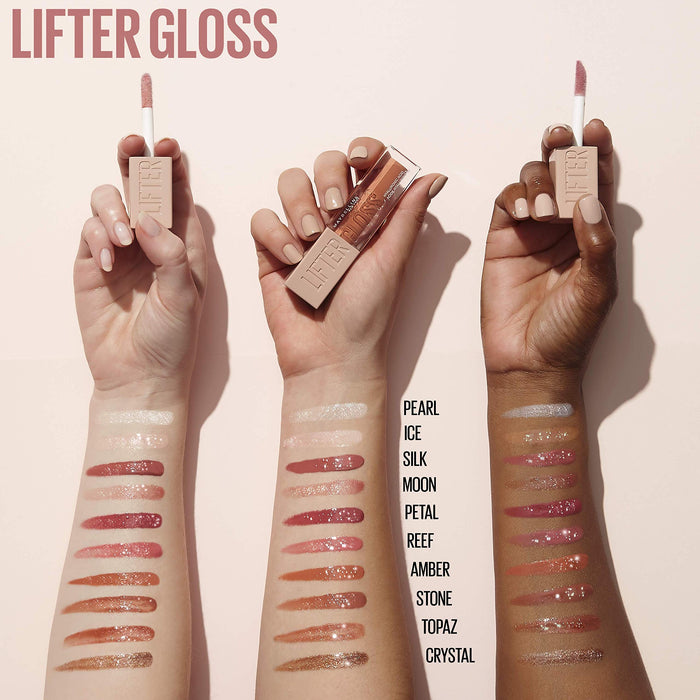 Maybelline New York Lifter Gloss błyszczyk do ust wyjątkowy blask, formuła z kwasem hialuronowym i witaminą E, wygodna aplikacja, 002 Ice, 5 ml