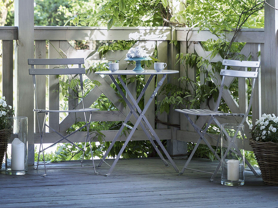 Metalowy zestaw mebli balkonowych szary 2 krzesła stolik ogród taras Fiori