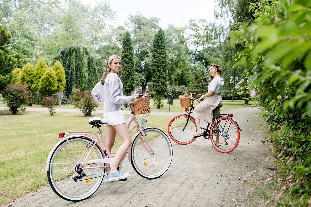 Davi Emma – rower z wiklinowym koszem – rower damski – rower holenderski – rower miejski – rower dla kobiet – retro – vintage – koła aluminiowe 28 cali – 7 biegów – kosz z wyściółką