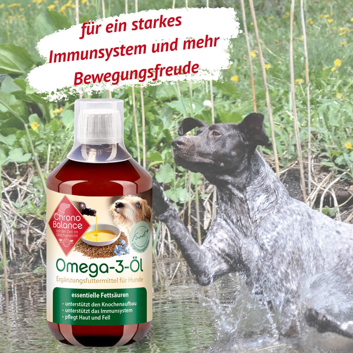 ChronoBalance® Olejek Omega-3 dla psów 500 ml – naturalny suplement diety – pielęgnuje skórę i futro – wspiera system odpornościowy