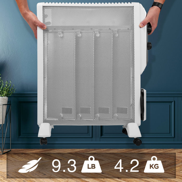 Duronic HV220 WE Grzejnik elektryczny przenośny 2000W biały grzejnik z technologią Mica-thermic bezolejowy panele grzewcze mika 3 ustawienia grzewcze regulacja mocy i temperatury