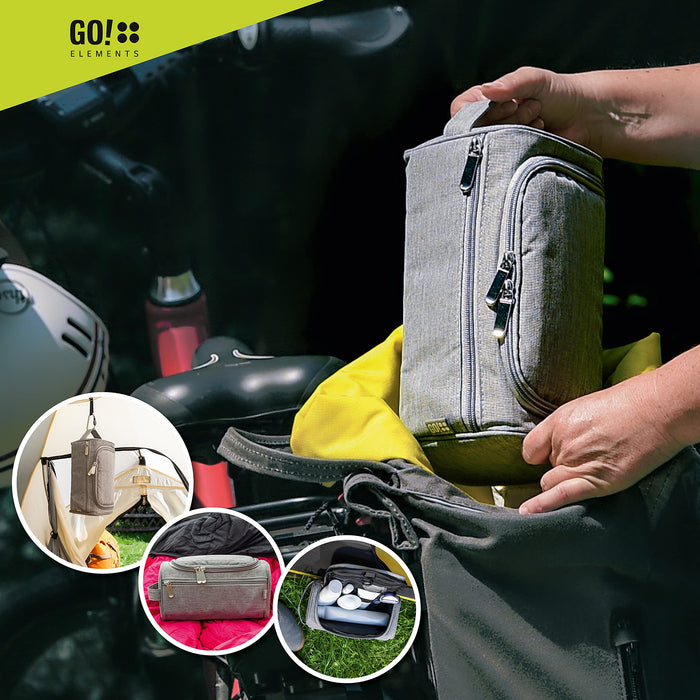 GO!elements® Smart kosmetyczka dla mężczyzn i kobiet – kosmetyczka dla mężczyzn i kobiet – kosmetyczka dla kobiet i mężczyzn do walizki i bagażu podręcznego – torba na pranie, torba podróżna, szary, M