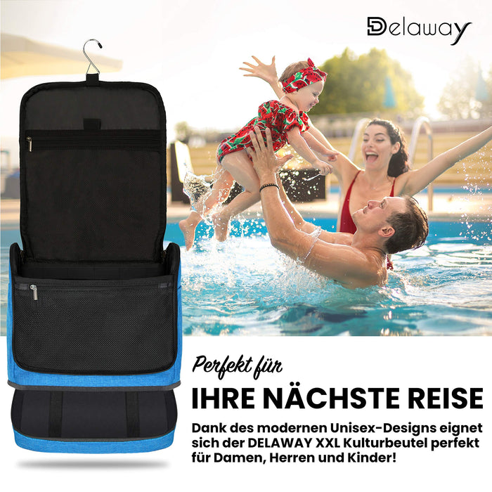 DELAWAY XXL kosmetyczka do zawieszenia - kosmetyczka w jakości premium - wzór 2022, jasnoniebieski nowy, XL