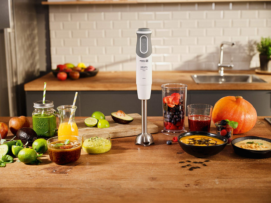 Krups HZ64B1 Perfectmix 8000 blender ręczny 800 W, 20 poziomów prędkości, funkcja turbo, technologia Powelix, w zestawie kubek z miarką 800 ml, biały/ciemnoszary
