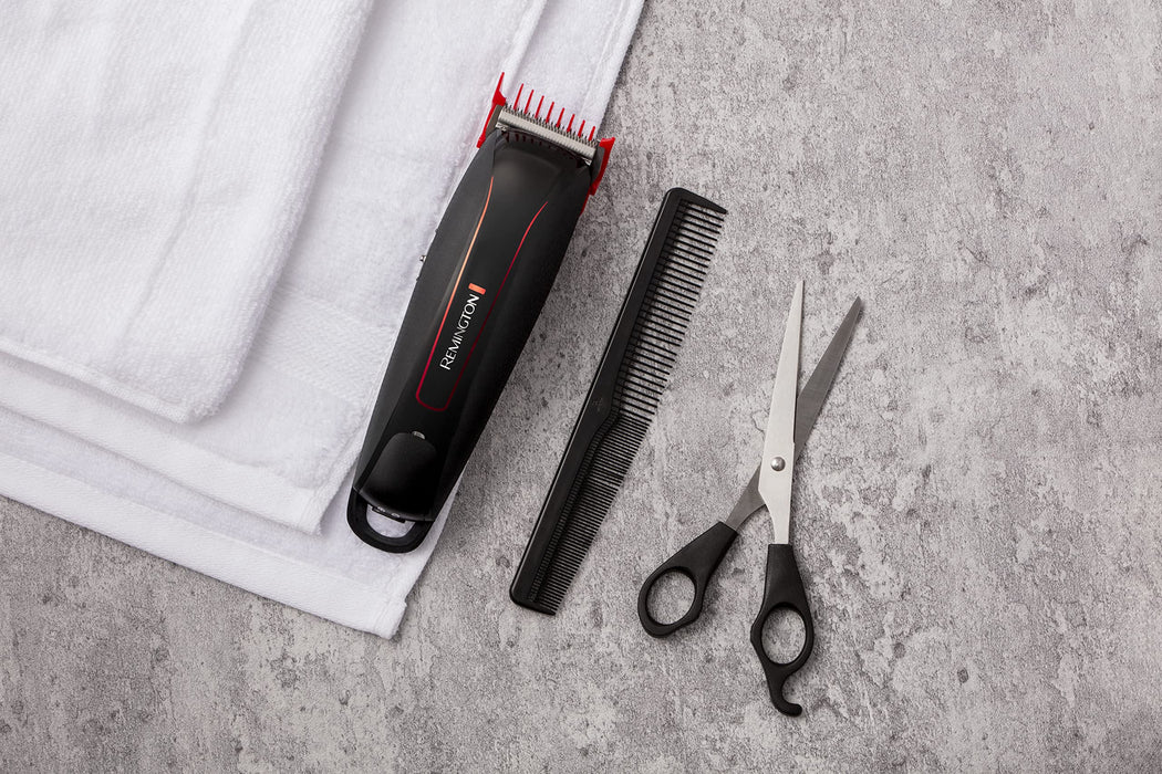 Maszynka do strzyżenia włosów Remington Easy Fade Pro - bezprzewodowy zestaw do strzyżenia włosów z 19 stopniowym grzebieniem do wyboru długości, w zestawie grzebień i nożyczki, HC550
