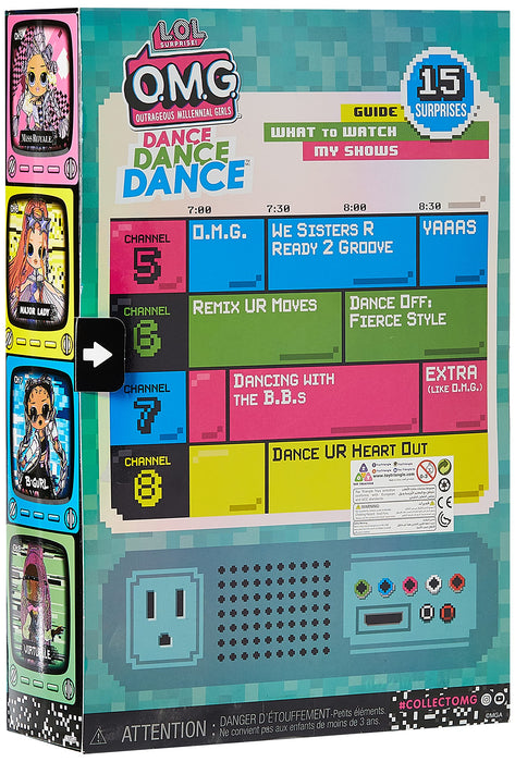 LOL Surprise OMG Dance Dance Dance Lalka Modowa B-Gurl z 15 Niespodziankami, Ubraniami, Światłem UV, Akcesoriami, Butami, Szczotką Do Włosów, Stojakiem Na Lalkę i Opakowaniem TV. Dla Dzieci w wieku 4+