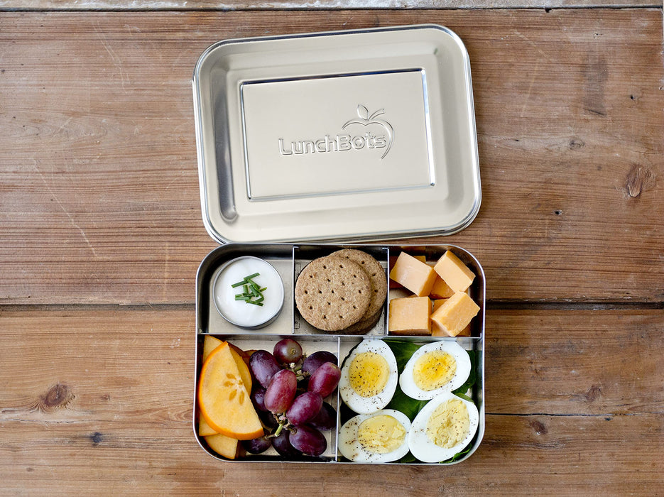 Lunchbots Bento Cinco duży pojemnik na żywność ze stali nierdzewnej – projekt z pięcioma sekcjami mieści dobrze wyważoną różnorodność produktów spożywczych – ekologiczne pudełko na lunch Bento – nadaje się do mycia w zmywarce i nie zawiera BPA – wszystkie