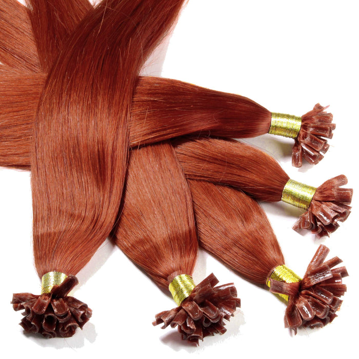 hair2heart 25 x 0,5 g przedłużki do włosów, gładkie - 30 cm - #130 miedziany czerwony