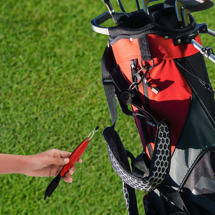 K&V Golf Szczotka do Golf Club i Groove Cleaner Dual Sided Nylon i szczotka ze stali nierdzewnej z kolcem do czyszczenia Club Face & Groove z zaczepem do zawieszenia na torbie golfowej