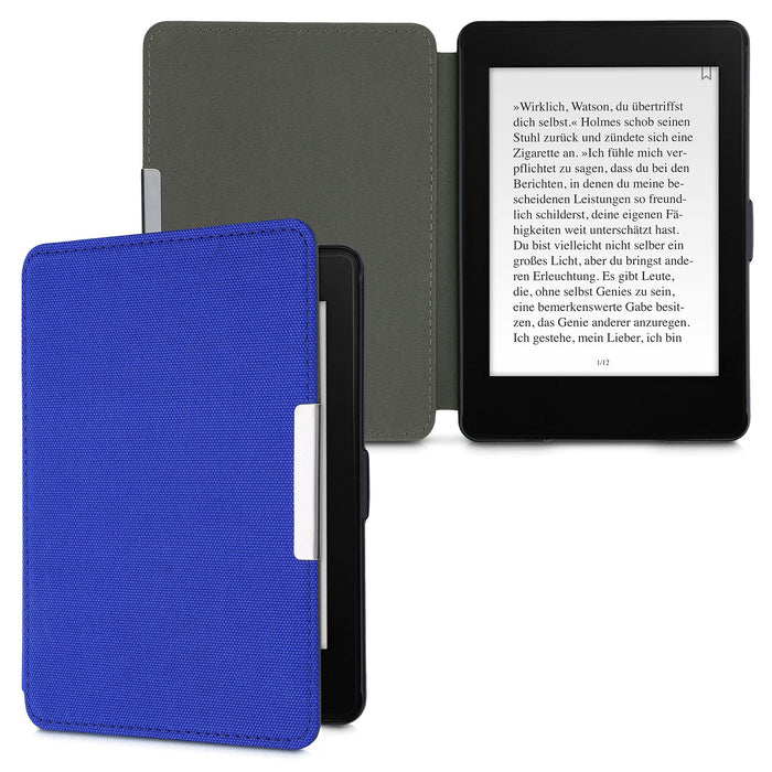 kwmobile Etui kompatybilne z Amazon Kindle Paperwhite - nylonowy ochronny czytnik e-booków pokrowiec foliowy styl etui - niebieski