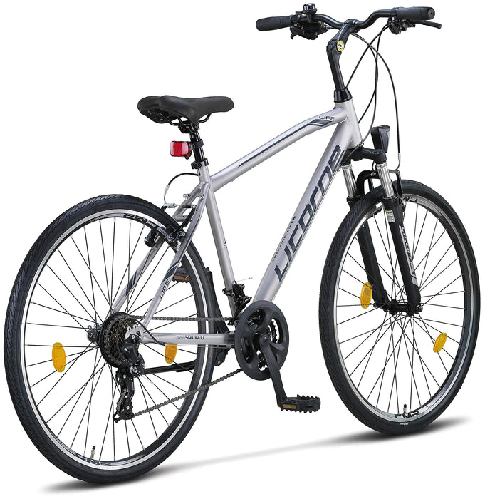 Licorne Bike Life M-V rower trekkingowy Premium 28 cali – rower dla chłopców, dziewcząt, kobiet i mężczyzn – przerzutka Shimano 21-biegowa – rower męski – rower chłopięcy