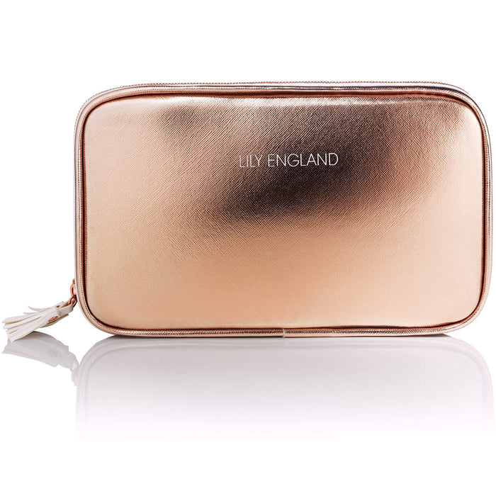 Torebka na kosmetyki dla kobiet – elegancka kosmetyczka mała – kosmetyczka – prezent dla kobiety – mała kosmetyczka – różowe złoto Lily England, różowy (Rosegold)